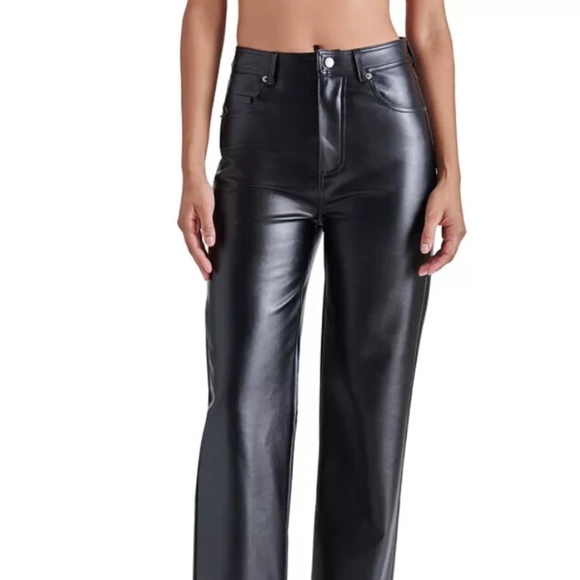NWT size 28 Steve Madden woman's Loren black faux leather pants - Picture 1 of 6